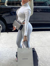 Zip-Front Sweatshirt & Ruched Pants Set