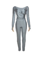 Solid V-Neck Top & Pants Set