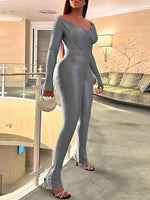 Solid V-Neck Top & Pants Set