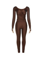 Solid V-Neck Top & Pants Set