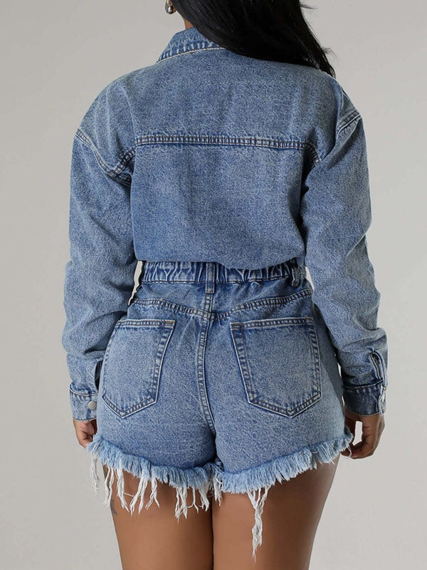 Button-Front Strapless Denim Romper--Clearance main image 1