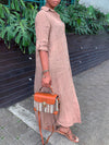 Solid Side-Slit Shirt Dress
