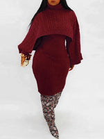 Knit Poncho & Sweater Dress Set--Clearance