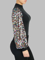 Sequin Puff-Sleeve Top
