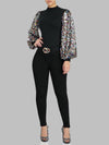 Sequin Puff-Sleeve Top