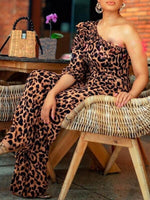 Leopard One-Shoulder Jumpsuit