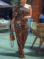 Leopard One-Shoulder Jumpsuit