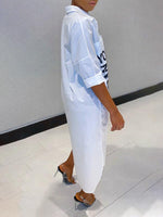 Slogan Asymmetric Shirt Dress