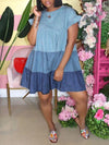 Ruffle Combo Dress--Clearance