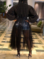 Bellizimos Sheer-Combo Puff-Sleeve Tunic