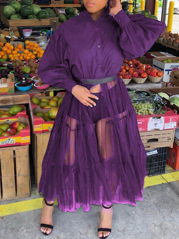 Bellizimos Sheer-Combo Puff-Sleeve Tunic