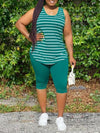 Stripe Tank Top & Biker Shorts Set--Clearance
