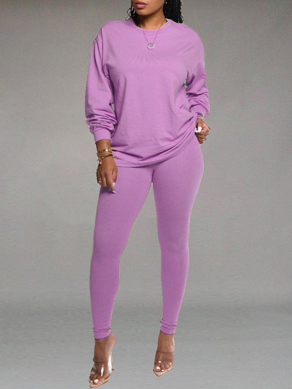 Solid Sweatshirt & Jogging Set