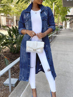 Distressed Button-Down Denim Jacket