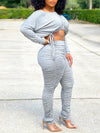 Drawstring Top & Ruched Pants Set