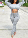 Drawstring Top & Ruched Pants Set