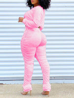 Drawstring Top & Ruched Pants Set