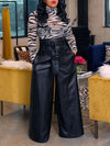 Bellizimos Faux-Leather Wide-Leg Belted Pants