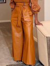 Bellizimos Faux-Leather Wide-Leg Belted Pants