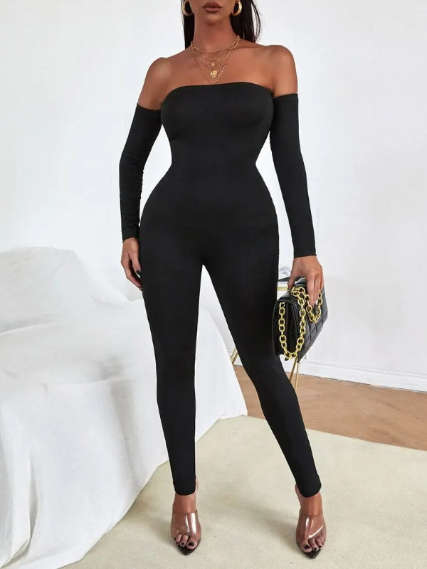 Solid Off-Shoulder Jumpsuit