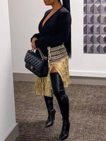 Bellizimos Fringe Combo Wrapped Blazer