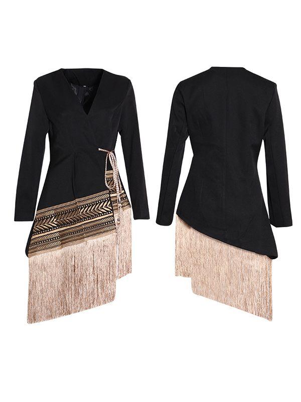 Bellizimos Fringe Combo Wrapped Blazer
