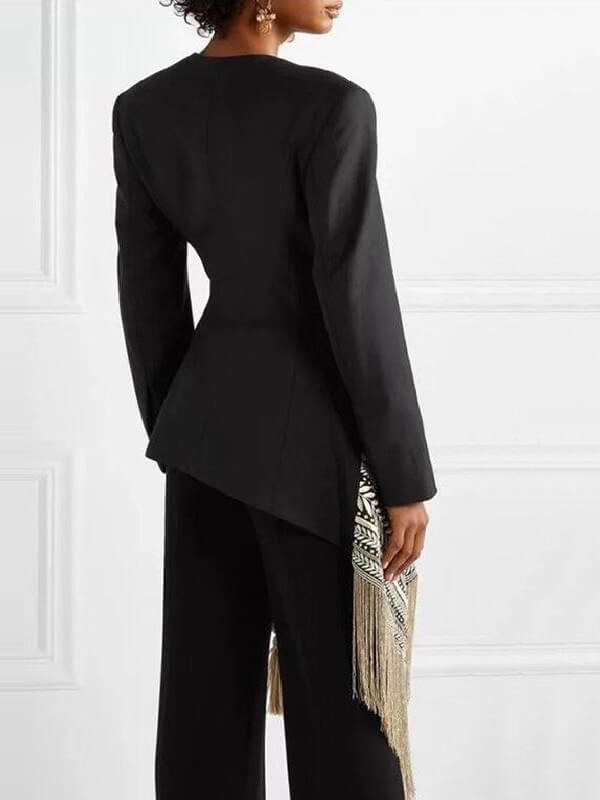 Bellizimos Fringe Combo Wrapped Blazer