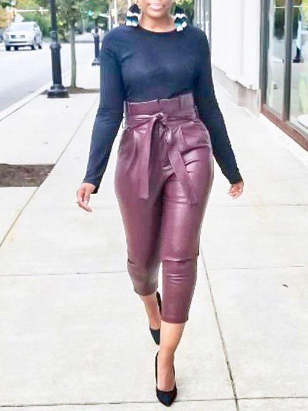 Bellizimos Belted Faux-Leather Pants
