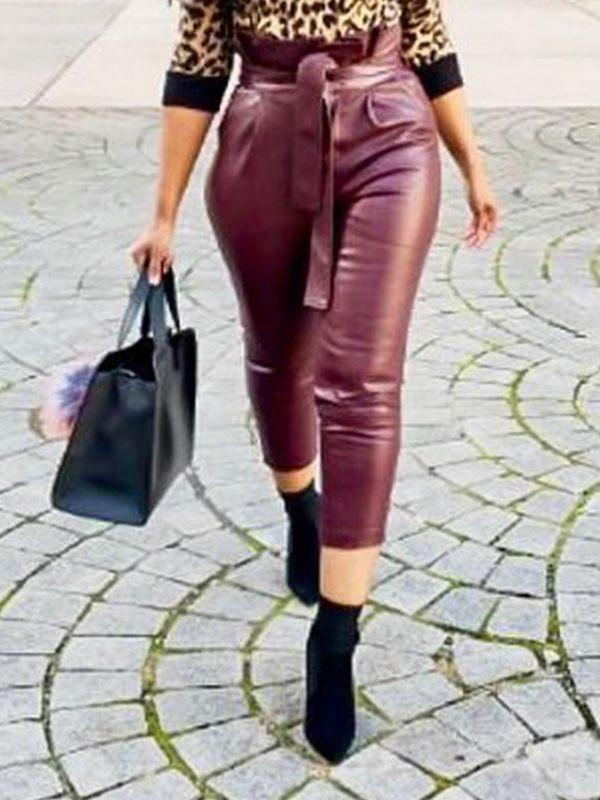 Bellizimos Belted Faux-Leather Pants