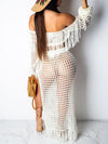 Mesh Tassels Crop Top & Skirt Set